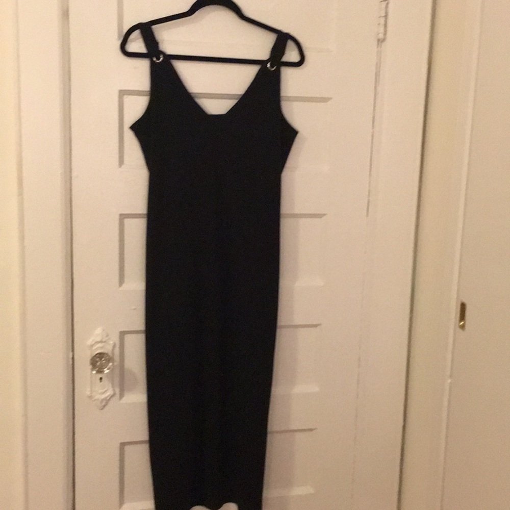 Black dress with double slit